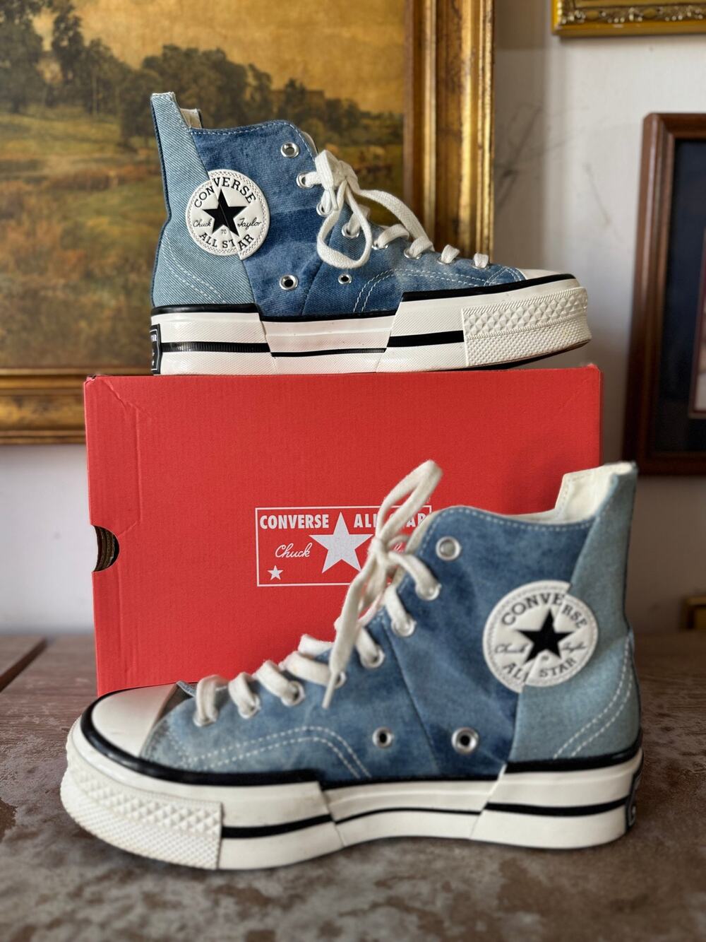 Converse Chuck 70 Distressed Denim High Tops Ladies 9 Mens 7